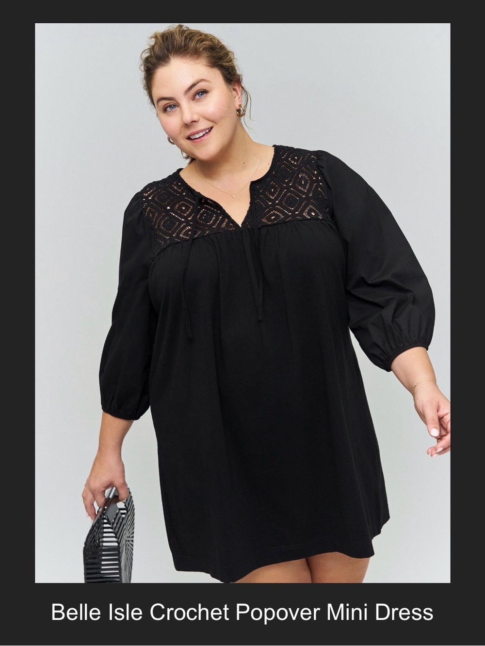 torrid Black Crochet Yoke Popover Tunic Dress